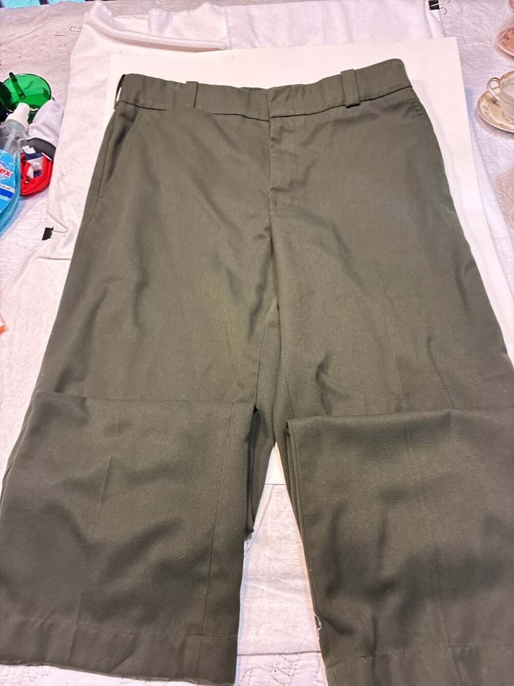 Vintage Military-Style Olive Green Utility Work Pants